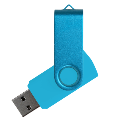 Флеш накопитель USB 2.0 Twister Assembly 16GB, пластик Софт Тач/металл, голубой/голубой