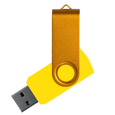 Флеш накопитель USB 2.0 Twister Сolor Mix 16GB, пластик Софт Тач/металл, желтый/золотистый