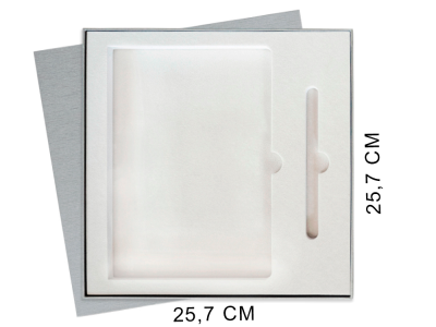 Коробка подарочная Solution Superior Linen под ежедневник, ручку Zorro серебро, 25,7x25,7 см, бежевый ложемент (индивидуальная вырубка)